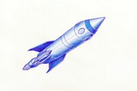 Drawing rocket missile sketch blue.