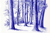 Drawing forest sketch tranquility illustrated.
