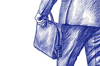Drawing businessman sketch handbag blue.