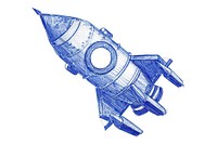 Drawing rocket sketch aircraft vehicle.