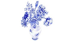 Drawing vase of flower pattern sketch blue.