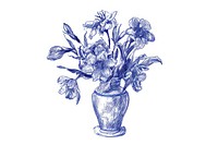 Drawing vase of flower sketch plant art.