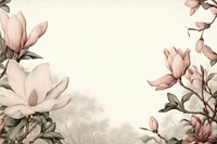 Realistic vintage drawing of magnolia border sketch backgrounds blossom.