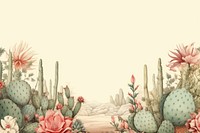 Realistic vintage drawing of cactus border backgrounds plant tranquility.