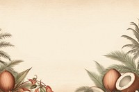 Realistic vintage drawing of coconut border backgrounds sketch plant.