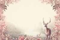 Realistic vintage drawing of Deer border backgrounds animal antler.