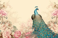 Realistic vintage drawing of peacock border animal bird creativity.
