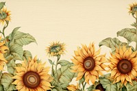 Realistic vintage drawing of sunflower border backgrounds pattern plant.