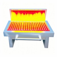 Surrealistic painting of bbq white background fireplace rectangle.