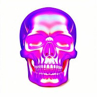 Surrealistic painting of pink neon skull purple white background photography.