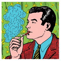 Comic of man smoking adult smoke accessories.