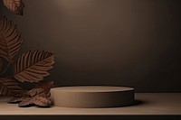  Wood pedestal podium nature leaf decoration. 