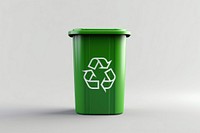 Recycle bin green white background container.