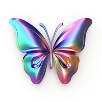 Butterfly icon iridescent purple white background accessories.