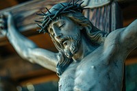 Statue of Christ on the cross statue sculpture crucifix. AI generated Image by rawpixel.