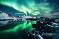 Northern light over the lagoon in Iceland outdoors nature night. AI generated Image by rawpixel.