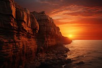  Cliff in the sunset landscape outdoors horizon. AI generated Image by rawpixel.