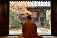 Buddhist monk in Japan adult contemplation cross-legged. AI generated Image by rawpixel.