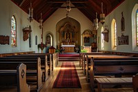 Interior in the church architecture building worship. AI generated Image by rawpixel.
