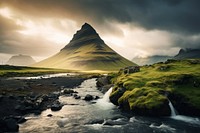  Mountain landscape in Iceland wilderness panoramic outdoors. 