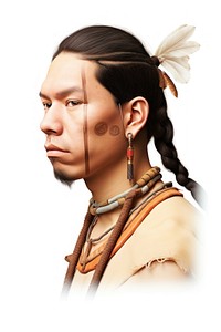 Native american adult white background contemplation. AI generated Image by rawpixel.