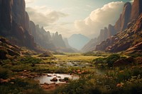  Valley valley wilderness landscape. AI generated Image by rawpixel.