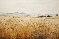 Wheat field landscape outdoors painting.