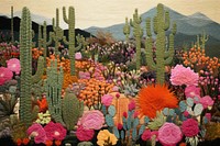 Cactus garden landscape outdoors painting.