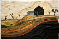 Farm landscape textile quilt.