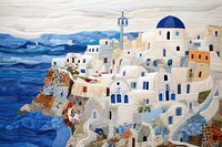 Santorini painting craft mural.