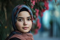 Muslim girl student wearing Hijab portrait hijab scarf. AI generated Image by rawpixel.