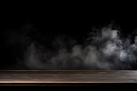  Wooden table smoke black black background. AI generated Image by rawpixel.