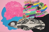 Brain collage art painting.