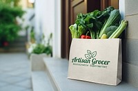 Delivery paper shopping bag mockup psd