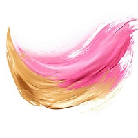 Flat gold and pink brush stroke sketch paint white background.