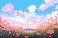 Colourfull flower field backgrounds landscape outdoors.