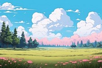 Meadow landscape panoramic outdoors.