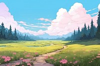 Meadow landscape wilderness panoramic.