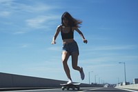 Long boarding leg woman skateboard footwear sports.