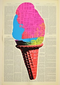 Minimal ice cream paper text art.