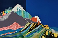 Mountain and sky art outdoors painting.