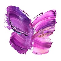 Paint butterfly shape brush stroke purple pink white background.