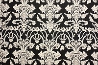 1960s vintage wallpaper black damask pattern lace art.