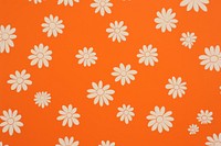 1970s vintage wallpaper white daisies on orange pattern flower plant.