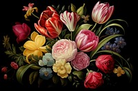 Tulips and roses painting pattern flower. 