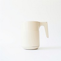 A minimal beige coffee maker white cup mug.