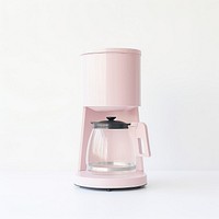 A minimal pink coffee maker appliance mixer white background.