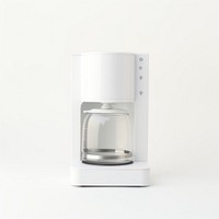 A minimal white coffee maker cup white background coffeemaker.