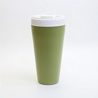 A green insulated tumbler with lid drink cup mug.