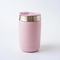 A pink insulated tumbler with lid bottle jar white background.